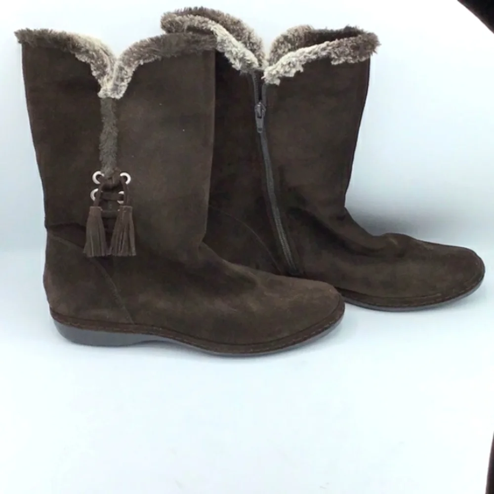Stewart Weitzman Furlure Brown Sport Suede Shearling Boots Size 9 M